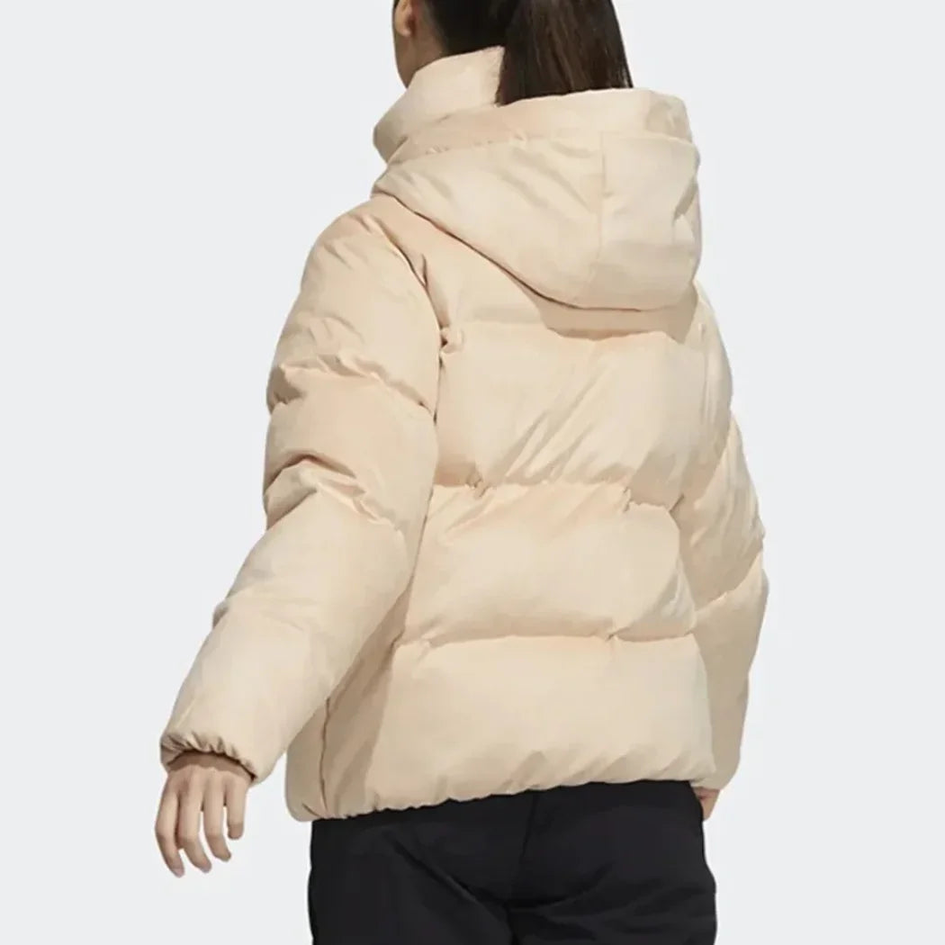 adidas Solid Colour Casual Warm Hooded Breadclothes Down Jacket Winter Women's Beige