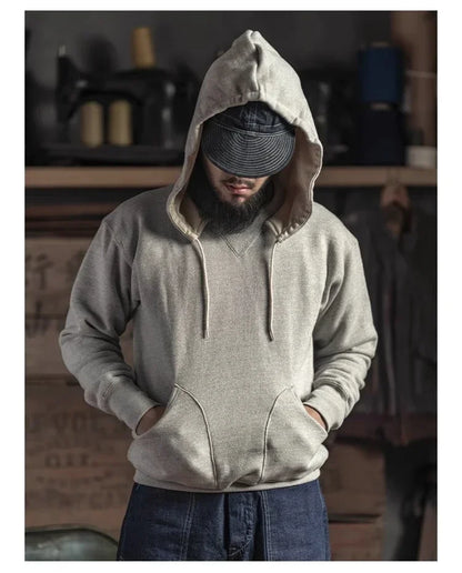 Rugged Bronson Vintage Inspired Attached Hood Parka Heavyweight Cotton Fleece Sweatshirt