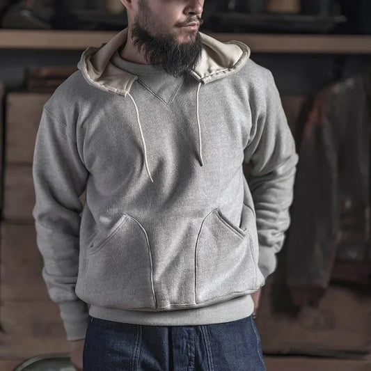 Rugged Bronson Vintage Inspired Attached Hood Parka Heavyweight Cotton Fleece Sweatshirt