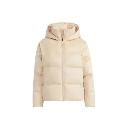 adidas Solid Colour Casual Warm Hooded Breadclothes Down Jacket Winter Women's Beige