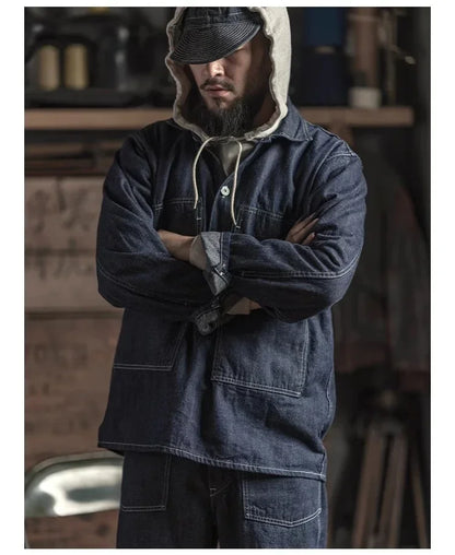 Rugged Bronson Vintage Inspired Attached Hood Parka Heavyweight Cotton Fleece Sweatshirt